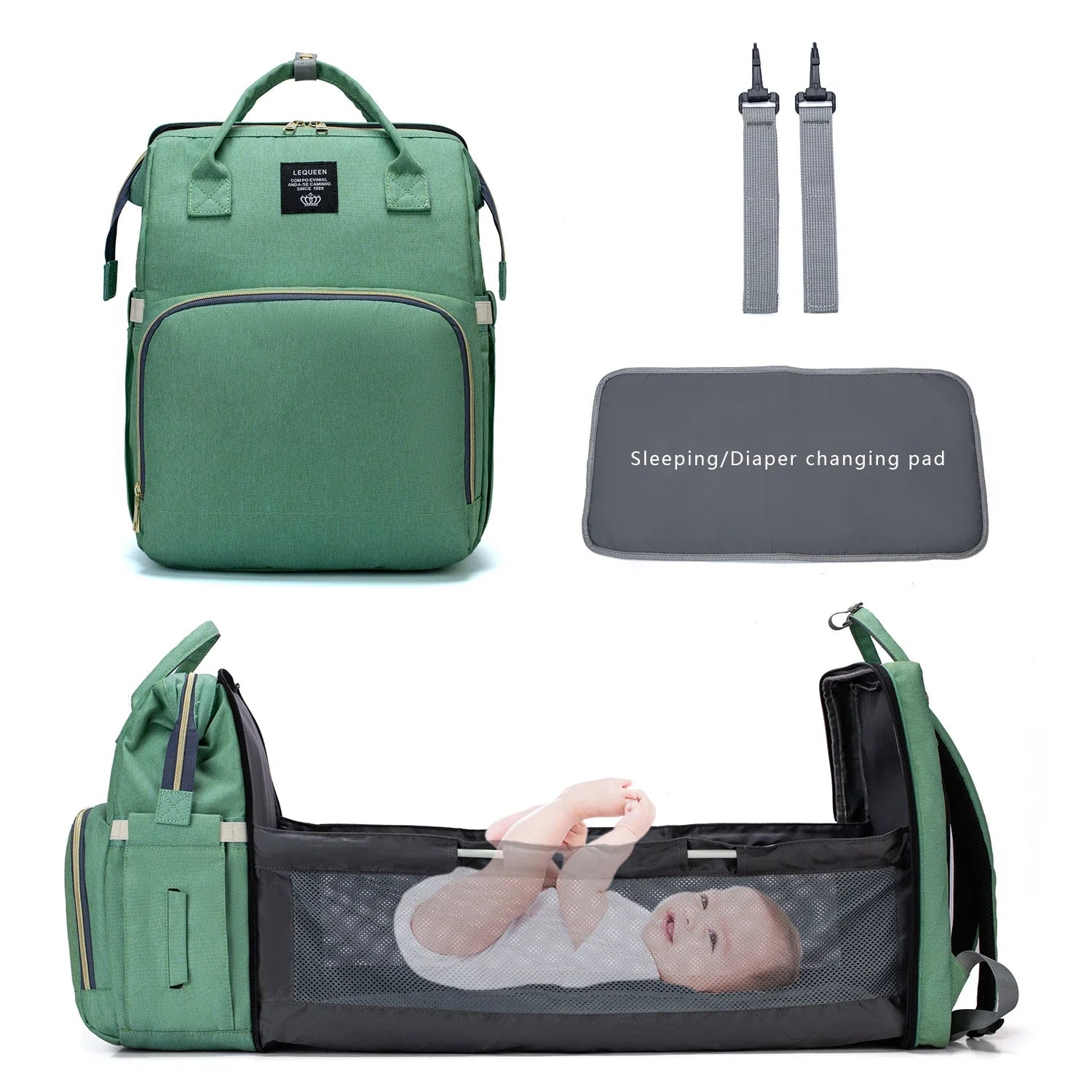 Premium Oxford cloth Mother and Baby Backpack with spacious storage, organisation pouches, and comfortable padded straps for hands-free carrying