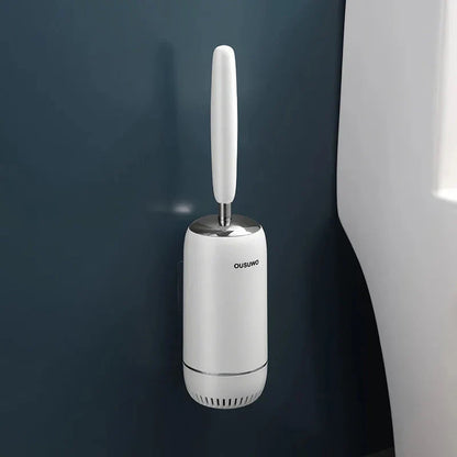 Trendha Long Handle Silicone Toilet Brush with Wall-Mounted, Punch-Free Design for Effortless Bathroom Cleaning