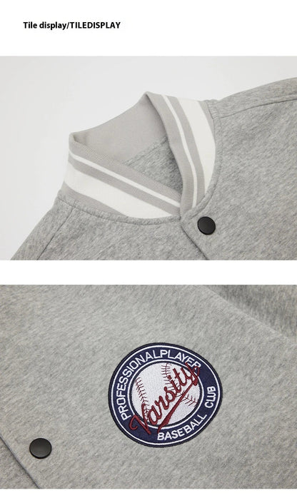 American Retro Embroidered Baseball Jacket with Vintage-Inspired Design and Relaxed Fit
