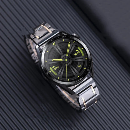 Premium five-pearl ceramic stainless steel black strap for luxury watches, featuring a sleek and sophisticated design