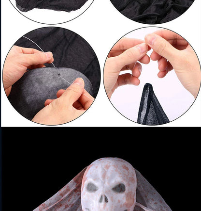 Voice-activated Halloween decoration with ghost-shaped design, lighting, and sound effects