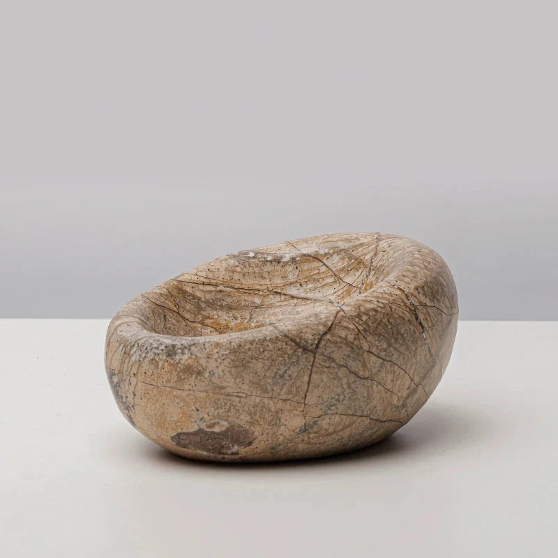 Rainforest Brown Marble Bowl - Unique Nested Design, Durable Marble Construction, Versatile Functionality for Serving, Display, and Decor