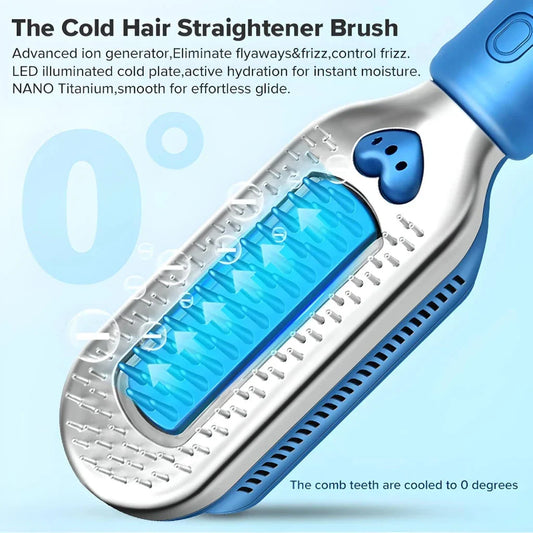 Cold Comb Electric Hair Straightener and Curler with digital temperature control and 360° rotatable cord