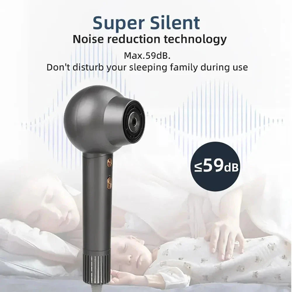 Professional High-Speed Leafless Hair Dryer with Negative Ions, Intelligent Temperature Control, and LED Digital Display
