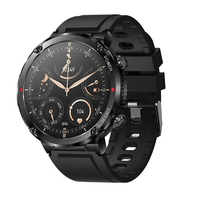 Premium HD smart watch with comprehensive health tracking features including heart rate, blood pressure, and step counting