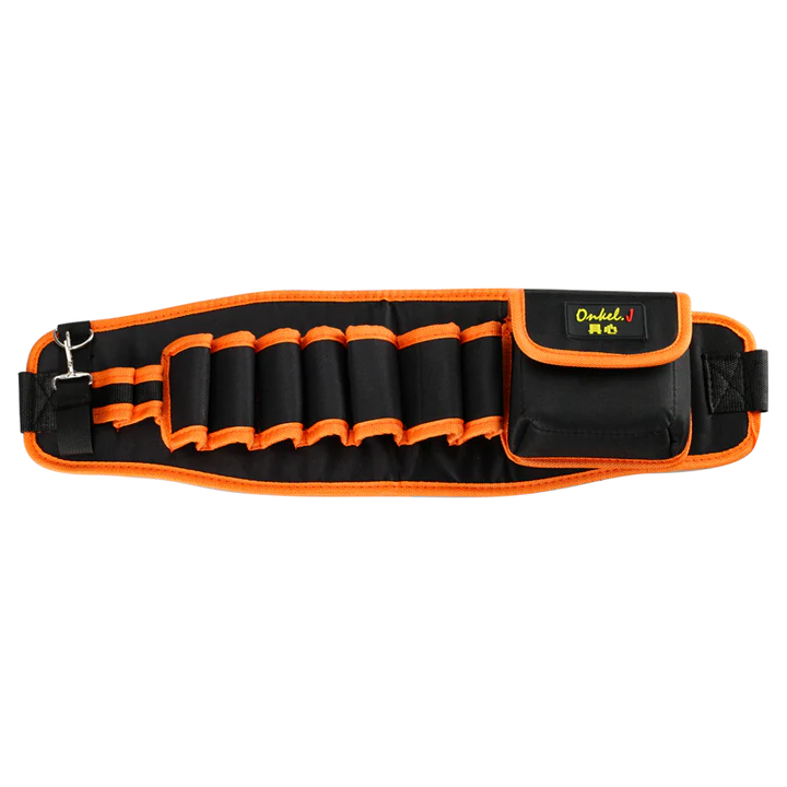 Premium Electrician's Tool Belt Organiser made from durable Oxford cloth with customisable tool slots and adjustable belt for hands-on tradespeople