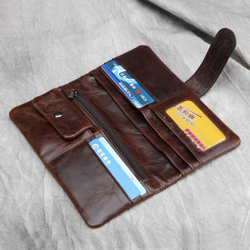 Premium leather wallet with concealed cash compartment, multiple internal slots, and minimalist urban design