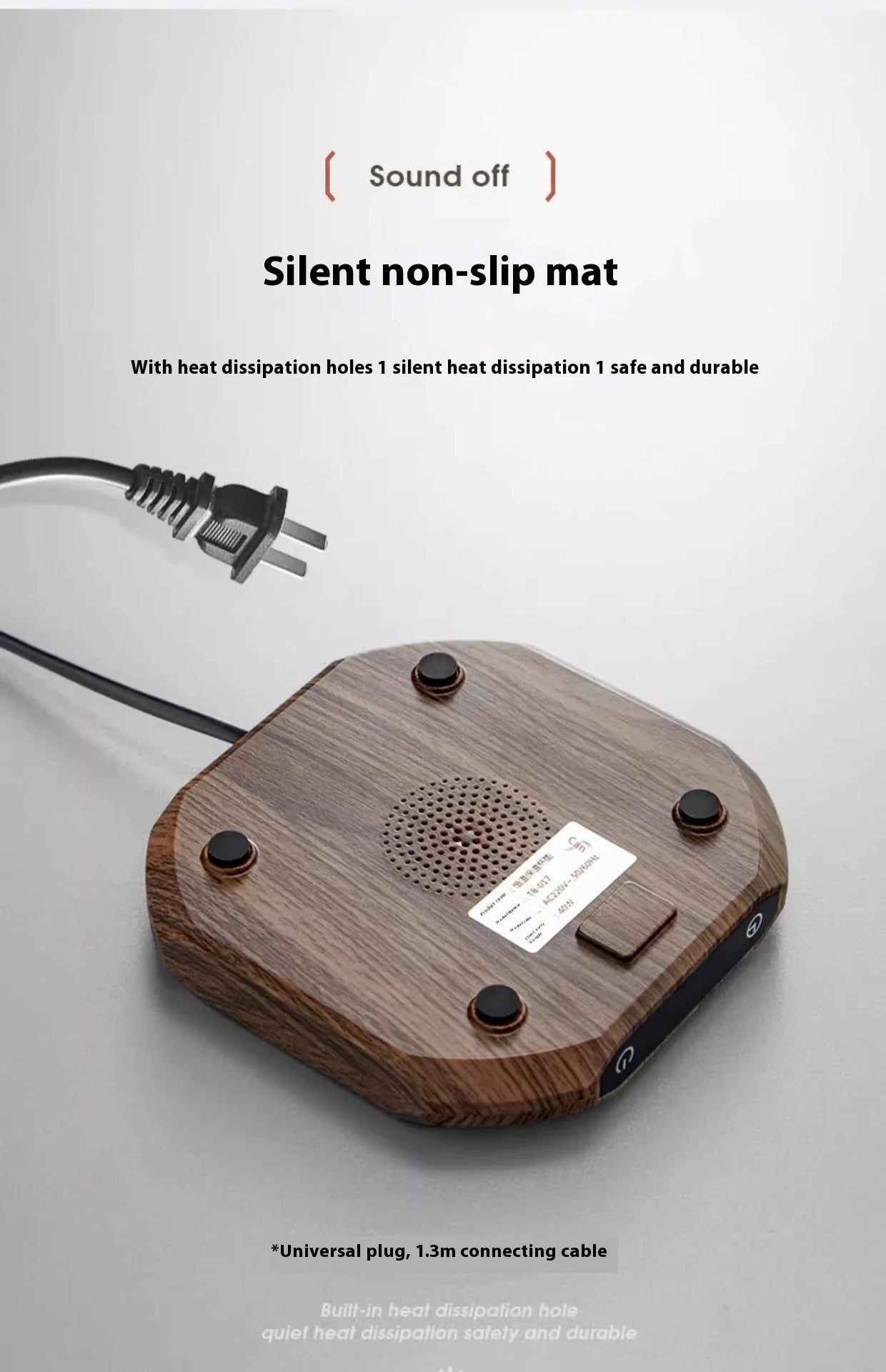 A black or wood grain-coloured thermal insulation heating pad with a sleek and modern design, providing consistent warmth and temperature control.