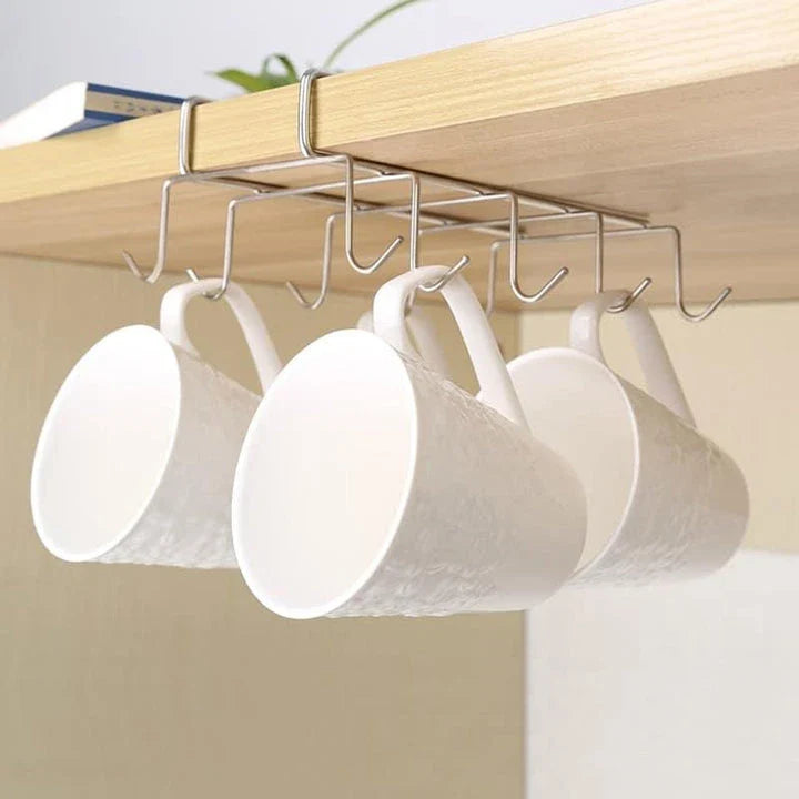 Premium large capacity stainless steel mug rack with 10-mug storage capacity, sleek and durable design for modern kitchen organisation