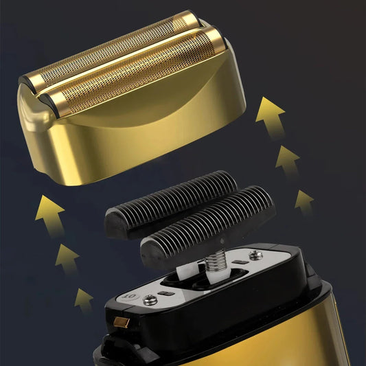 Premium electric shaver with LED display, rechargeable battery, and waterproof design for a flawless grooming experience