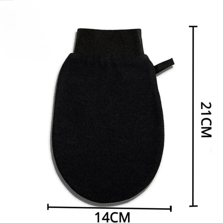Premium exfoliating body scrub mitt made of viscose fibre for soft, smooth skin