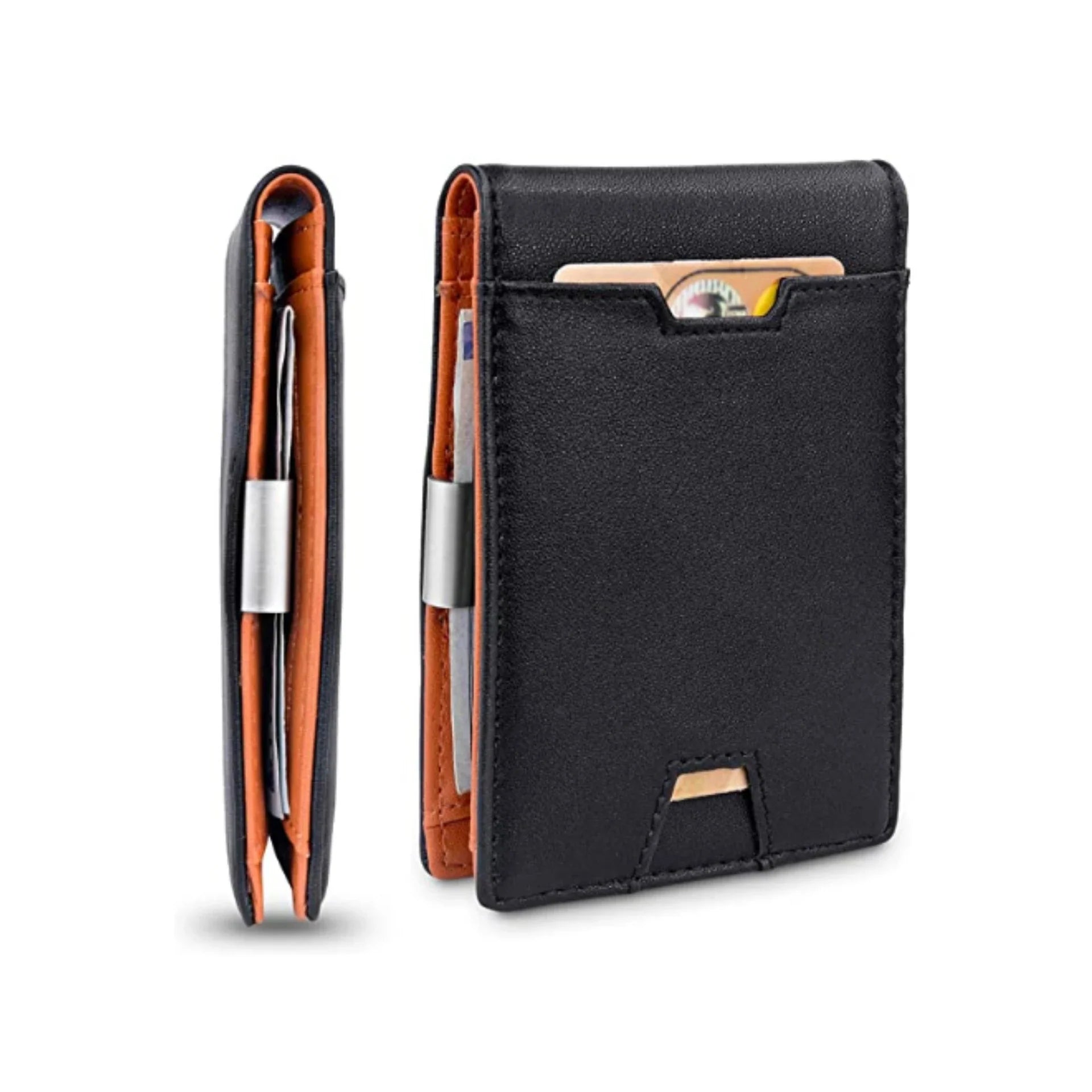 Premium British leather wallet with carbon fibre accents, featuring multiple card slots for organised storage of essentials