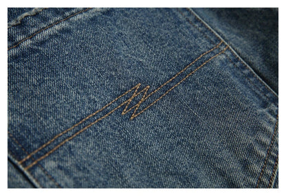 Autumn New Retro Loose Jeans in dark blue colour with straight-leg silhouette and premium cotton fabric