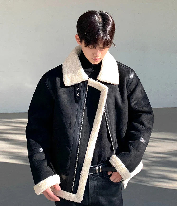 Premium casual lambswool jacket for stylish British gentlemen, featuring a zip-up design, timeless solid colour, and durable construction.