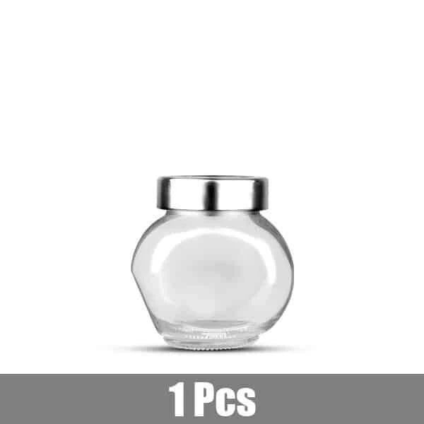 Irregular-shaped glass spice jars in various sizes, made of premium materials for stylish and functional kitchen storage