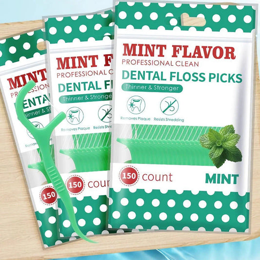 Premium mint-infused dental floss sticks for thorough interdental cleaning and fresh breath on the go