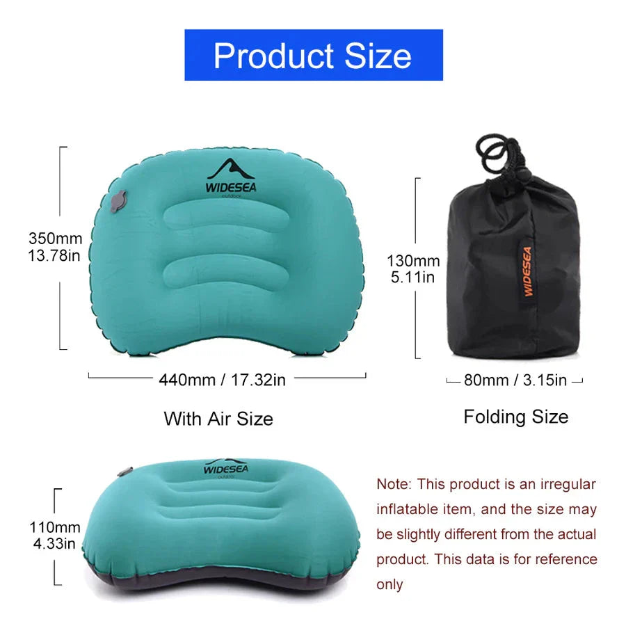 Premium inflatable camping pillow with ergonomic design for outdoor comfort and support