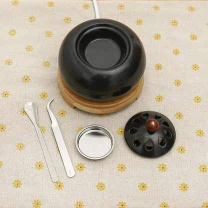 Elegant electric incense burner with adjustable temperature and timer function, perfect for creating a soothing ambiance in your home.