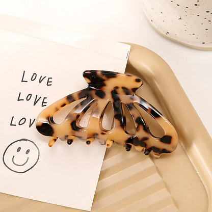 Chic geometric hollow stripes hair barrettes in beige colour, made from premium acetate for durable and comfortable wear