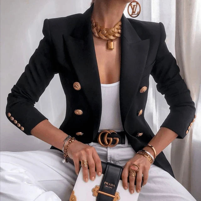 Tailored casual blazer in khaki colour, featuring a sophisticated and versatile design for women