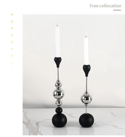 Elegant stainless steel and wooden candlestick set with a captivating design that creates a soothing ambience in any living space