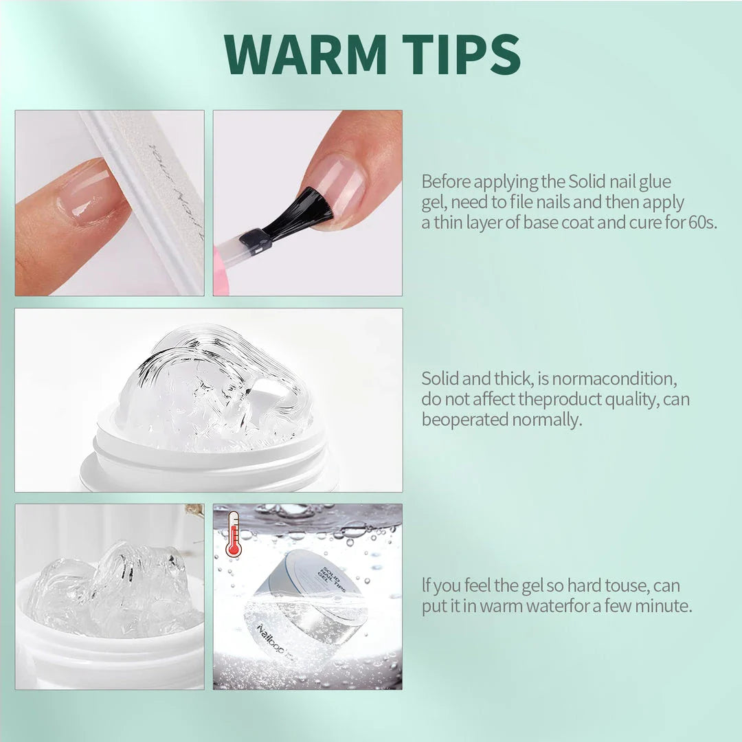 Nailpop Solid Nail Patch Gel - Premium transparent adhesive for long-lasting, polished manicures