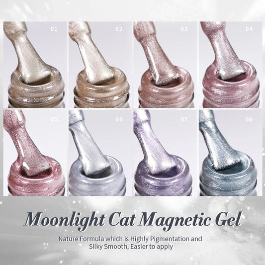 Radiant white light magnetic gel nail polish with sparkling glitter for enchanting, shimmering nail art designs