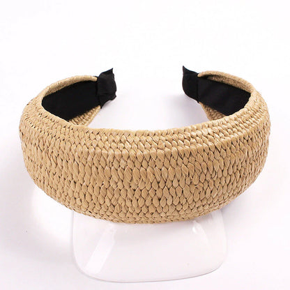Fashionable solid colour knotted headbands for women, made from high-quality hemp and rubber materials for comfort and style.