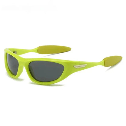 Pair of premium polarized cat eye sports sunglasses with blue-gray frames and lenses