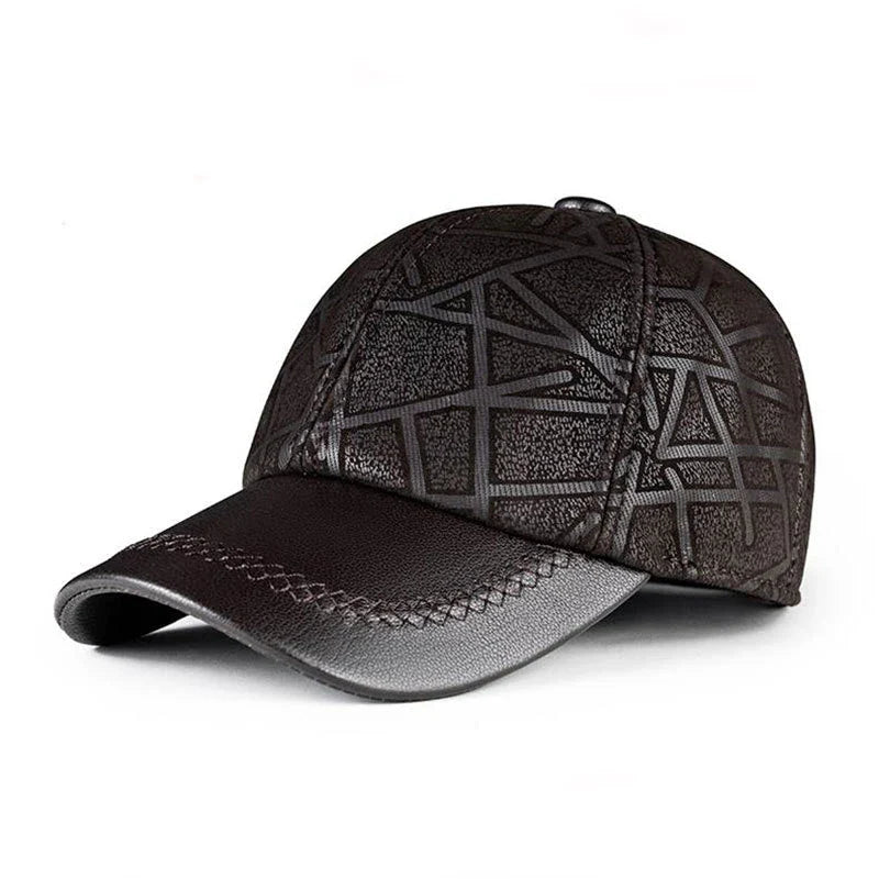Premium leather baseball cap with adjustable fit and sheepskin construction for a stylish and comfortable all-season accessory