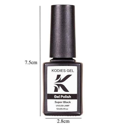 Super Black Gel Nail Polish with a deep, high-gloss finish that lasts up to 25 days