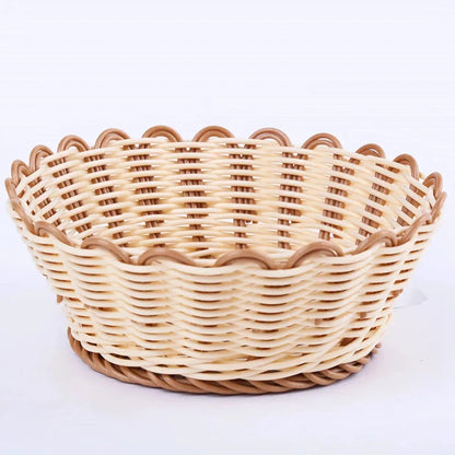Handwoven rattan-inspired storage basket for fruits, vegetables and kitchen essentials with dustproof cover