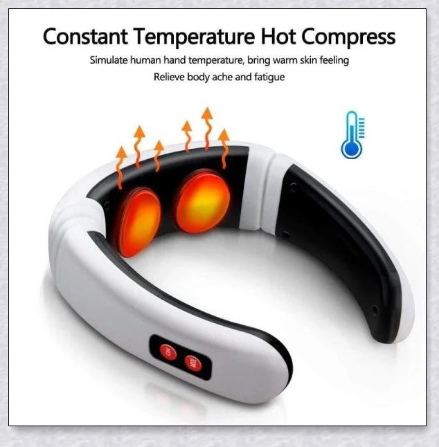 A wireless neck massager with an adjustable design for targeted neck pain relief and muscle relaxation.