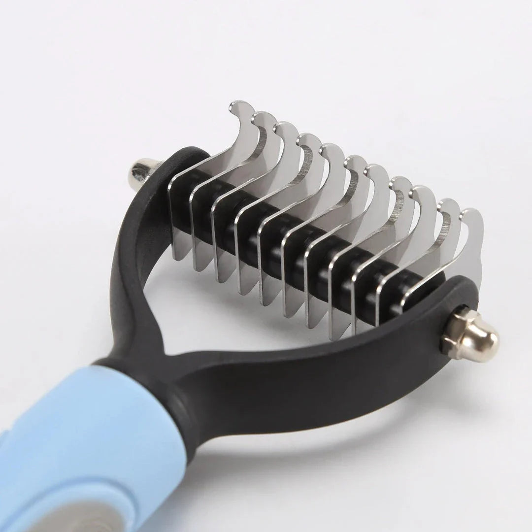 Premium detangling dog comb made of plastic and metal for smooth, tangle-free fur
