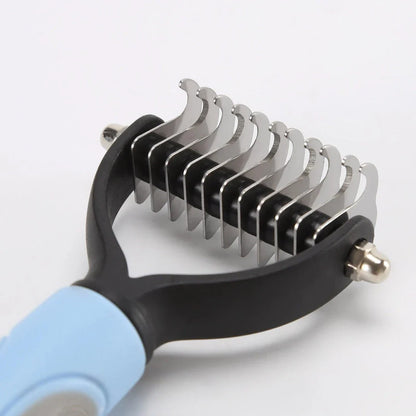Premium detangling dog comb made of plastic and metal for smooth, tangle-free fur