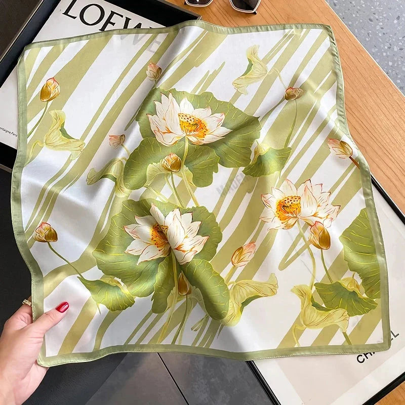 Luxury pure silk square scarf with fashion-forward print, perfect for enhancing any outfit