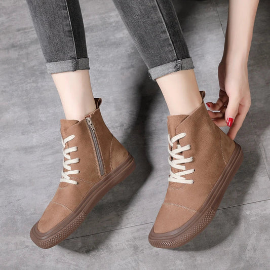 Premium first-layer cowhide casual women's leather loafers with square toe design and durable rubber sole