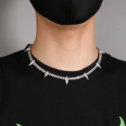 Premium men's copper necklace with zircon stones in a geometric design, available in various lengths and colours