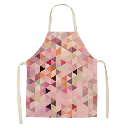 Geometric printed kitchen apron in a stylish design for discerning home chefs in the UK