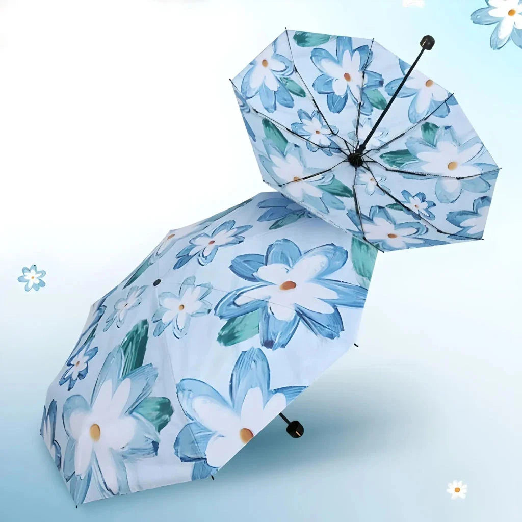 Flower Pocket Mini Phone Umbrella with a floral pattern, providing stylish rain and sun protection