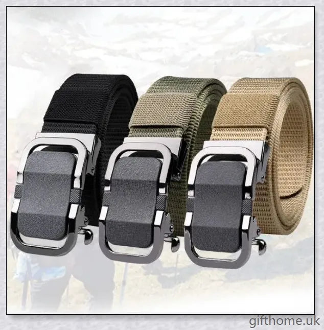 Premium Automatic Buckle in various colours, featuring a smooth, one-handed adjustable design for effortless style