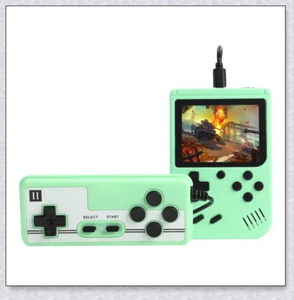Tinytendo mini gaming console with 500 built-in retro games, compact and portable design, vibrant display, and long-lasting battery life.