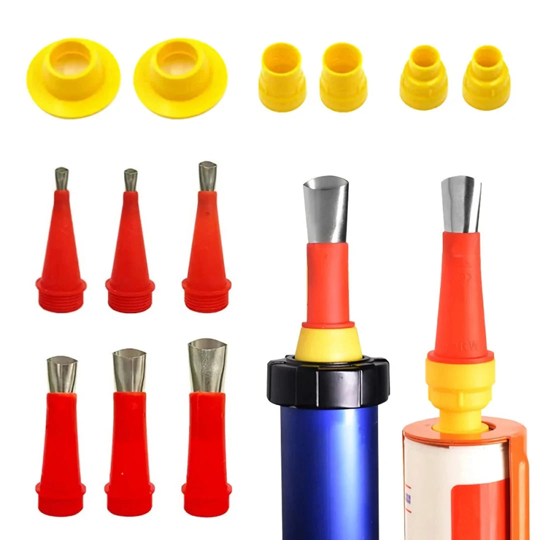 Premium Stainless Steel Caulk Nozzle Applicator Set with a variety of nozzle sizes for home DIY and renovation projects