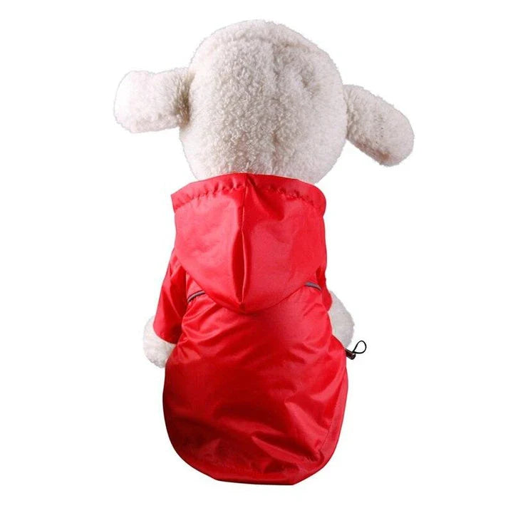 Waterproof reflective hooded raincoat for small and large dogs and cats, available in various sizes and colours