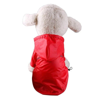 Waterproof reflective hooded raincoat for small and large dogs and cats, available in various sizes and colours