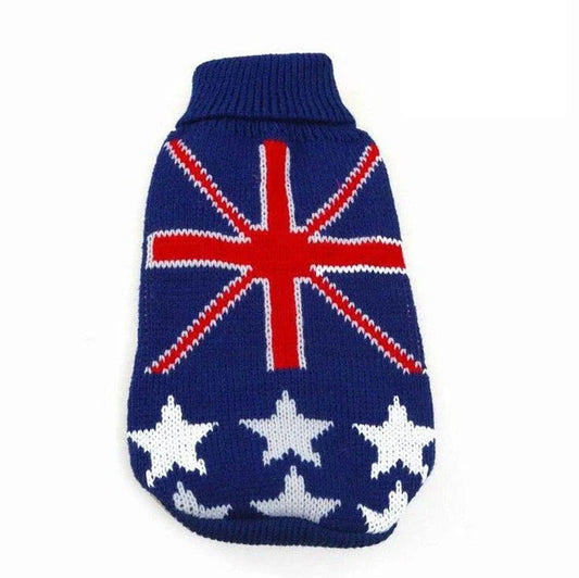Fashionable acrylic cat sweater in a delightful star pattern, designed to keep your feline friend warm and stylish.