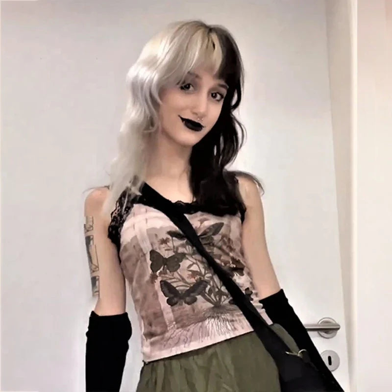 Premium sleeveless top with elegant lace patchwork design, perfect for casual and semi-formal wear