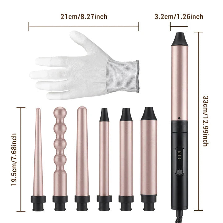 Premium 6-in-1 Fast Heating Hair Waver Iron with Automatic Temperature Control for Salon-Quality Curls at Home