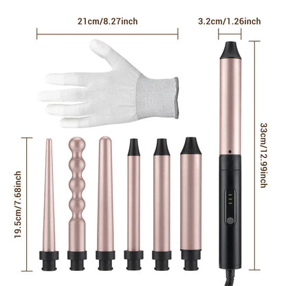 Premium 6-in-1 Fast Heating Hair Waver Iron with Automatic Temperature Control for Salon-Quality Curls at Home
