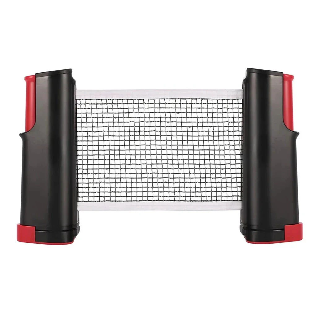 Compact retractable table tennis net that can be set up on any table for instant ping pong action